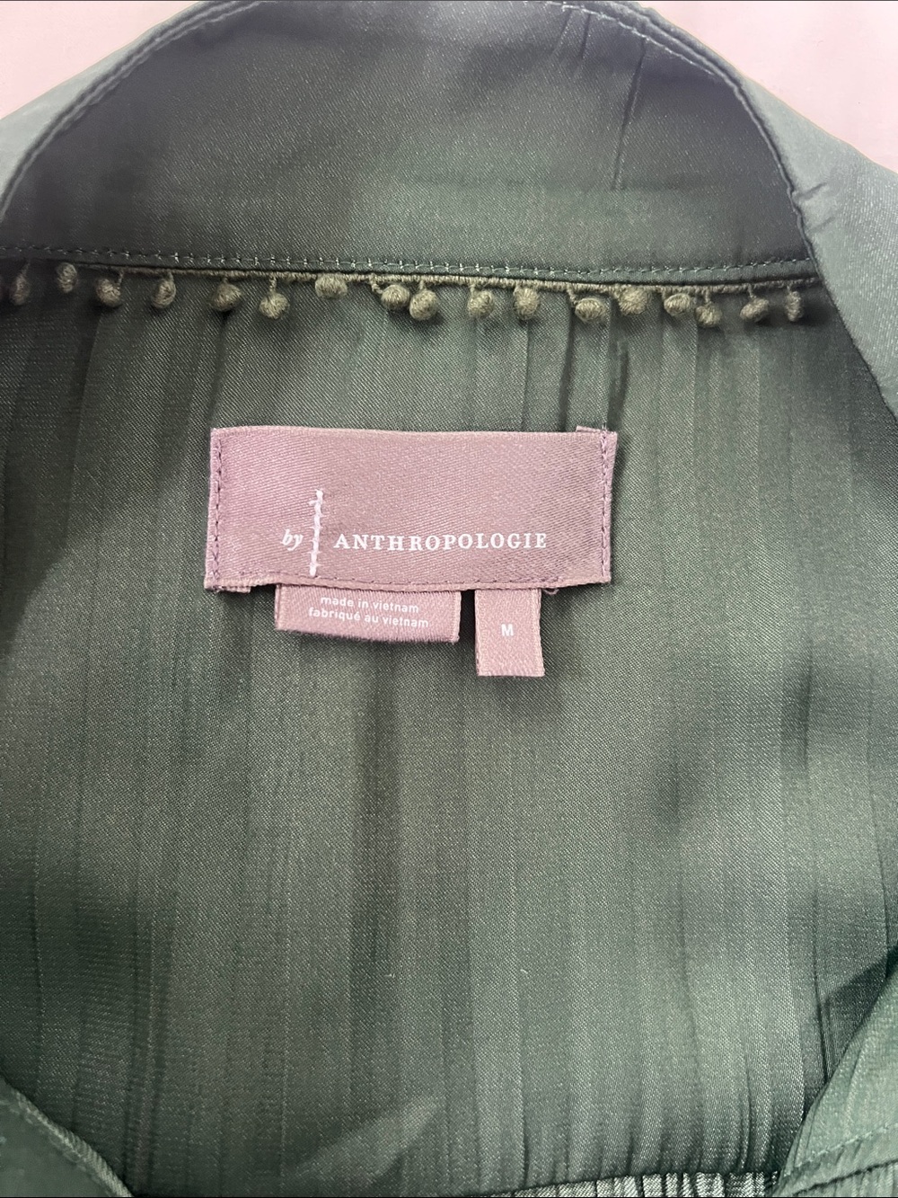Anthropologie Emerald Green Pleated Button-Front Blouse M - Picture 3 of 7